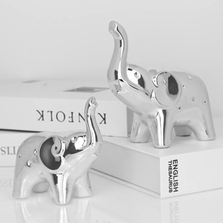 A Pair of Golden Elephant Statues, Suitable for Home Decor, Elephant Sculptures and Ornaments for Living Room/Office.