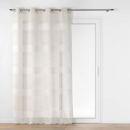 Luftgennemsigtig med øjer 140 x 240 cm linned effekt Janice Beige