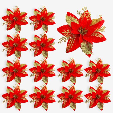 13 kpl Joulukuusi Kukka Koriste Paljetti Joulukukka Joulu