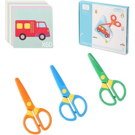 Plast Säkerhetssax, Småbarns Träningssax, Förskola Träningssax och Kontorssax Barn Pappers-Cut (6st & Pappersklippning)