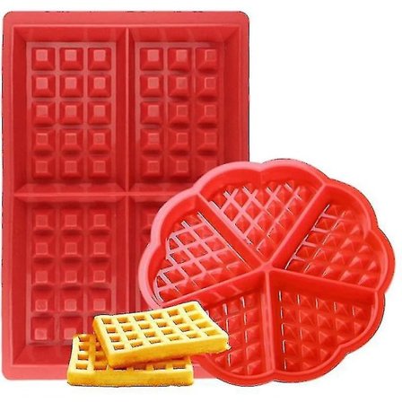 Vohvelimuotti, 2 kpl silikonisia vohvelimuotteja, tarttumaton silikonimuottisetti