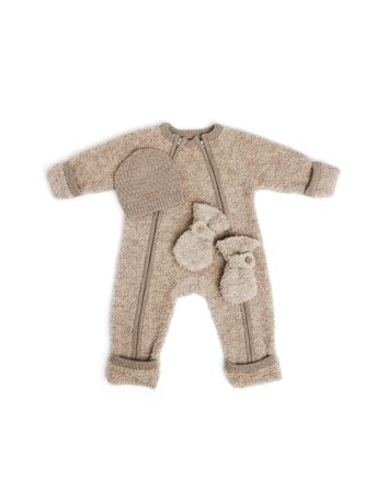 Smallstuff Jumpsuit W. Zipper, Bouclé Merino Wool, Natur Melange - Beige - 92/98