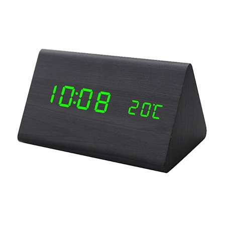 Digitaalinen kello LED-puinen herätyskello pöytä äänenohjaus elektroniset kellot