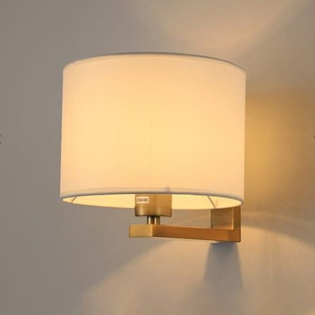 Vägglampa med tygskärm, bohemisk vintage-stil, E27-sockel, sänglampa för sovrum