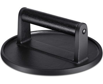 Austin and Barbeque-AABQ Cast Iron Smashed Burger-Flat hamburgerpresse med trehåndtak-Barbecue-Grilltilbehør