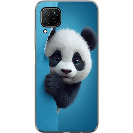 Kompatibel Mobilcover til Huawei Huawei P40 lite Sød panda, der kigger gennem papir i en blød 3D-illustration