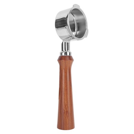 51mm Bottenlöst Portafilter Rostfritt Stål Tre Öron Trähandtag Kaffemaskin Ersättningsdel