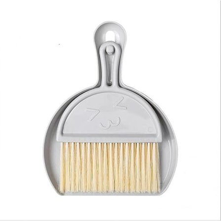 Mini dammsugare och borste set liten kvast och dammsugare rengöring set för kontor hem bord skrivbord diskbänk låda tangentbord bil rengöring-grå