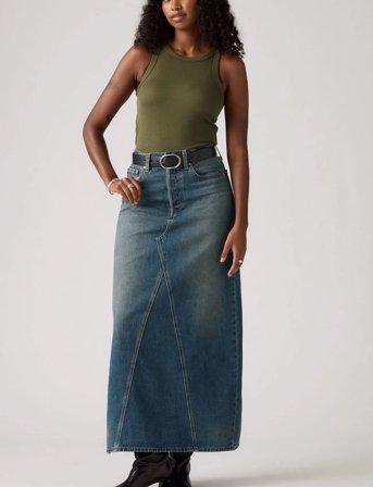 Levi's Iconic Long Skirt W/Slit Long - Blue - 26
