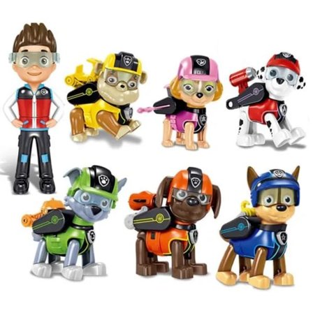 Paw Patrol Figur Paket med 6 hundar, 35 * 20 * 5cm -Blå