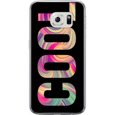 Kompatibel Mobilcover til Samsung Samsung Galaxy S6 edge Modern typografisk kunst med ordet LOVE i flydende regnbuefarver mod sort baggrund, der skabe