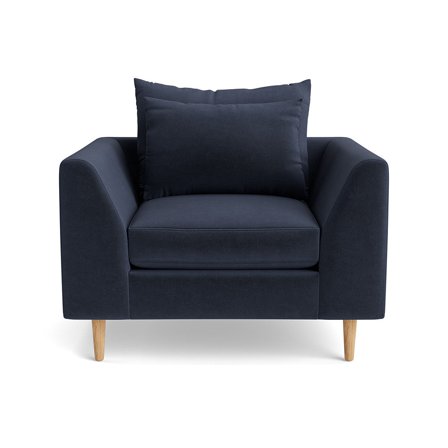 Ofelia Sessel Riviera Dunkelblau, einfarbig, moderner Polstersessel für das Wohnzimmer, komfortables Design, hochwertige Qualität, Breite 85cm.