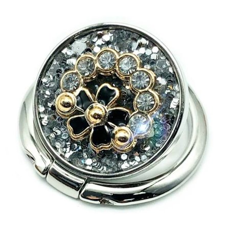 Universaali strassikoristeinen kranssi tyyliin pyörivä puhelinrengas jalusta - Hopea