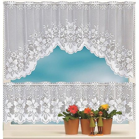 2 stk Europeisk Hvit Gjennomsiktig Blonder Kaffe Gardin