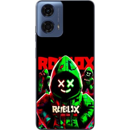 Kompatibelt Mobildeksel til Motorola Motorola Moto G24 Roblox Shadow Squad Design mørk neon-inspirert stil med grønne og røde kontraster for et kul