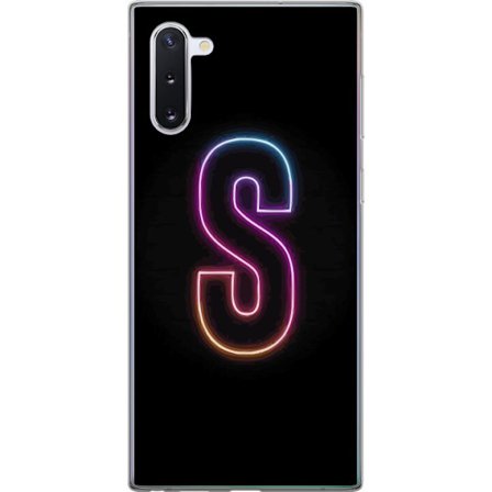 Kompatibelt Mobildeksel til Samsung Samsung Galaxy Note10 Neonbokstav S i lysende rosa og blå toner mot mørk bakgrunn, stilig bokstavkunst med retro