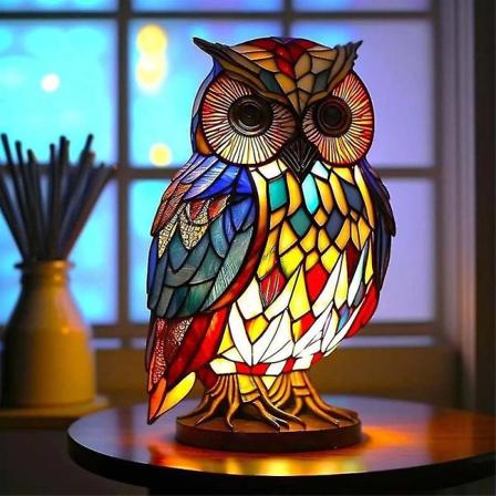 Elephant Animal -lamppu Värikäs hartsilamppu, joka on yhteensopiva Tiffany-lampun pöytävalaisimen kanssa -ES Owls