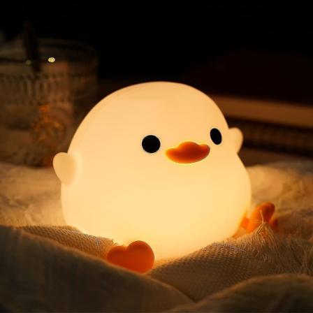 Dodo Duck nattlys, søt andelampe, silikon dempbar barnehage nattlys, oppladbar LED-sengelampe med 20 minutters timer og trykkontroll baby Gi