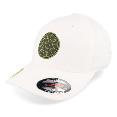 Wild Spirit - Vit flexfit Keps - Logo Basic Mountain Organic White Flexfit @ Hatstore