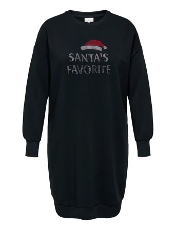Carsanta Xmas L/S O-Neck Sweat Dress Jrs Black ONLY Carmakoma