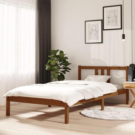 Vidaxl Sängram Honungsbrun Massivt Trä 100x200 Cm Brun