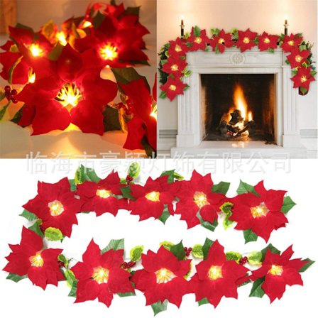 Led Christmas Lights String Safflower Flowers Fruit Leaf Decor