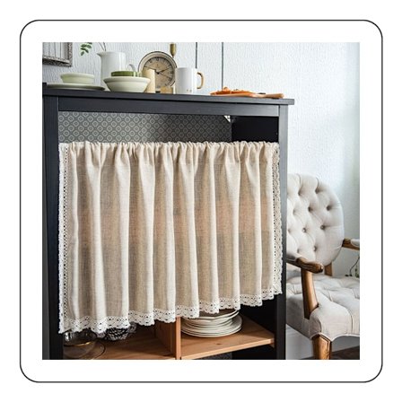 Kort Panelgardin Uigennemsigtig Bistro Gardin Boho Gardin Bomuld Hør Kort Gardiner med Kvaster til Køkken Stue Soveværelse, 1 Stykke, B150xH60cm