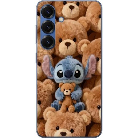 Kompatibelt Mobildeksel til Samsung Galaxy S25+ Stitch omgitt av brune teddybjørner med en liten teddybjørn i fanget i en søt og koselig kawaii-design