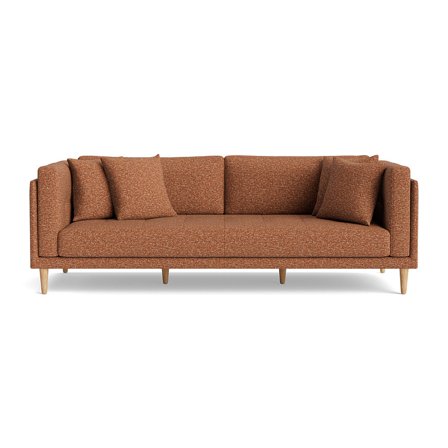 Cali 3 personers sofa - Puente Terracotta - 220x92x76cm - Let Elegant Design med Stærk Bøgetræsramme & 4 Inkl Pyntepuder - Terracottafarvet Sofa
