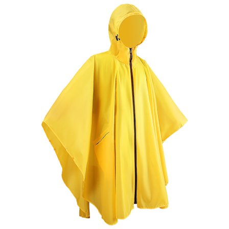 Regnjakke Poncho med Glidelåshette for Voksne, gul