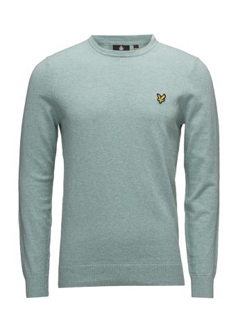 Cotton Merino Crew Jumper Strikkegenser M. Rund Krage Grønn Lyle & Scott