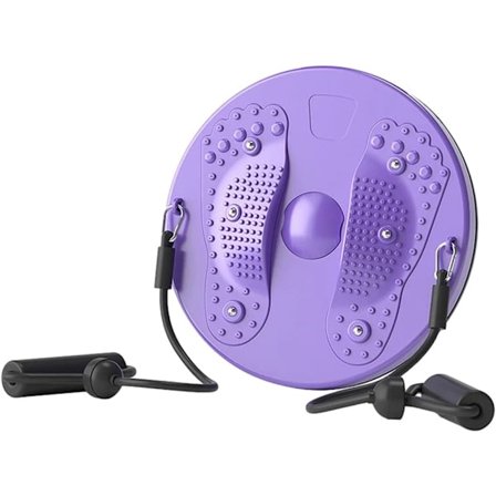 Twist Waist Disc -tasapainolauta naruilla - Vartaloa muokkaava vyötärönkiertolevy - Kuntopiirilevy kotiharjoitteluun, violetti narulla