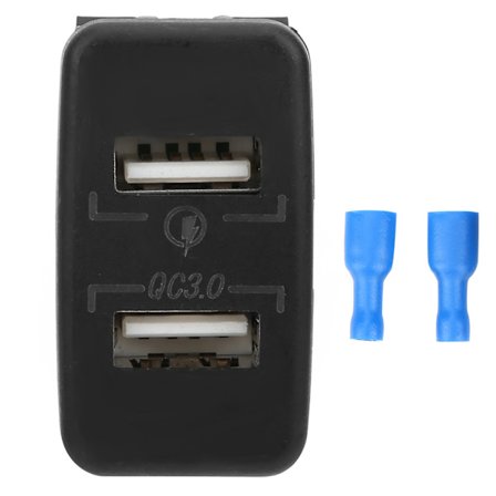 Dual USB-bil lader rask ladestikkontakt passer for Toyota for telefoner MP3-spillere digitale kameraerBlå
