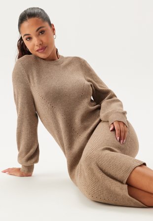 Object Collectors Item Objditte Re L/S Knit Midi Dress Klær