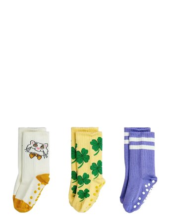 Mini Rodini Cat 3-Pack Anti-Slip Socks - Multi/patterned - 16/19