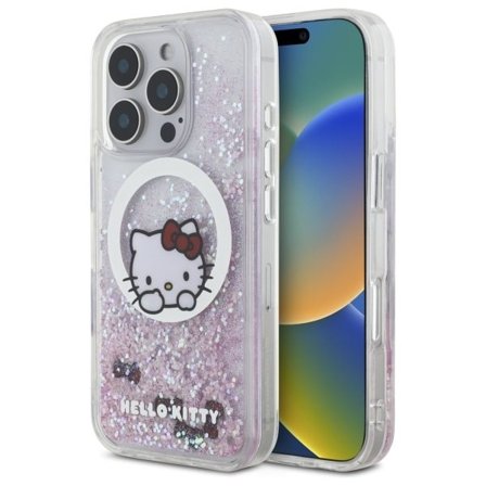 Hello Kitty Liquid Glitter Sweet Kitty Bows MagSafe iPhone 16 Pro-etui - Hvid