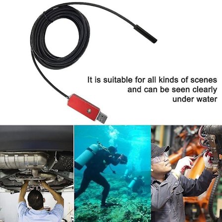 2-i-1 LED-lampe 5,5 mm linse USB-endoskop for å ta bilder