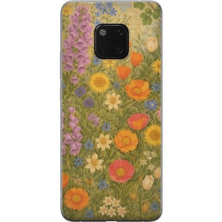 Kompatibelt Mobildeksel til Huawei Mate 20 Pro Eng i full blomst med ville farver og nostalgisk følelse
