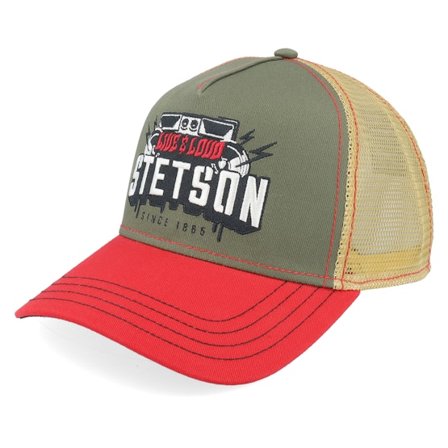 Stetson - Grønn trucker Caps - Festival Live Loud Red/Olive A-Frame Trucker @ Hatstore