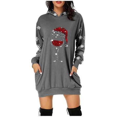 Julklänningar för kvinnor Sweatshirt Klänning Santa Outfits Vestidos Para Navidad De Mujer Party Festlig Tröja