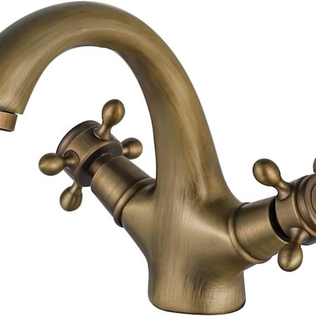 Antik messing håndvaskhane - retro håndvaskhane - to-grebs håndvaskhane