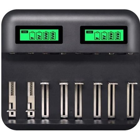 AA/AA/CD Oppladbare Batterispor, Multifunksjonell Smart USB Batterilader med LCD-Skjerm