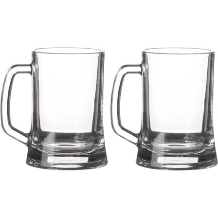Store ølglass med glasshåndtak, 2 stk