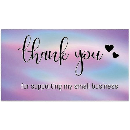 50 stk. Takk for at du støtter min virksomhet Kommersielt dekorativt kort 2x3,5 tommer/5x9 cm Gavemerke Th