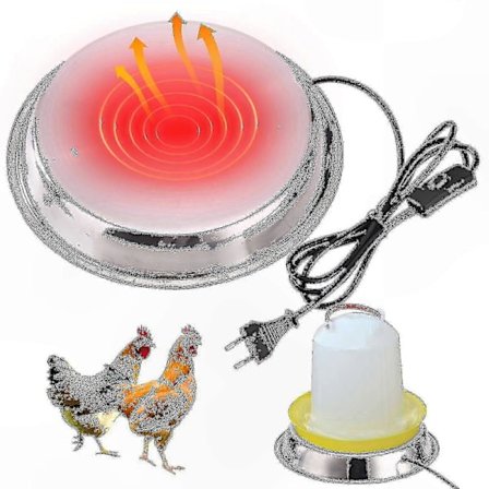 Oppvarmet vannbase for fjærfe om vinteren - Hønsevanner med EU- og US-plugg_Överraskningsgåva