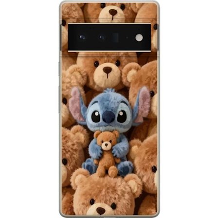 Kompatibel Mobilcover til Google Pixel 6 Pro Stitch omgivet af brune teddybjørne med en lille teddybjørn i armene i en sød og hyggelig kawaii-design