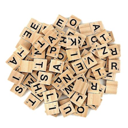 100 stk. Træ Alfabet Brikker Scrabble Erstatningsbogstaver Til Brætspil, Bryllupsramme Og Vægkunst
