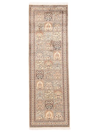 Kashmir Pure Silk Rug Oriental Runner Brown/Beige (Silk, India)