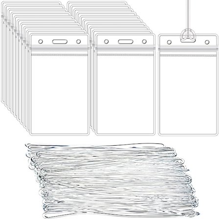 50x Namnhållare - Vertikala PVC ID-hållare 11x6,5cm Namnmärken Pass Genomskinlig kort Försegling Vattentät plast med 50 ringar_yu