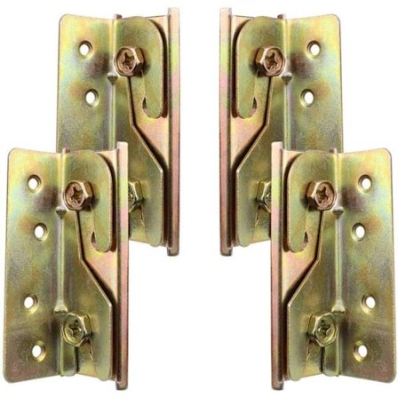 Sæt med 4 robuste, rustfrie sengeskinnemonteringsbeslag uden mortiselåse og skruer